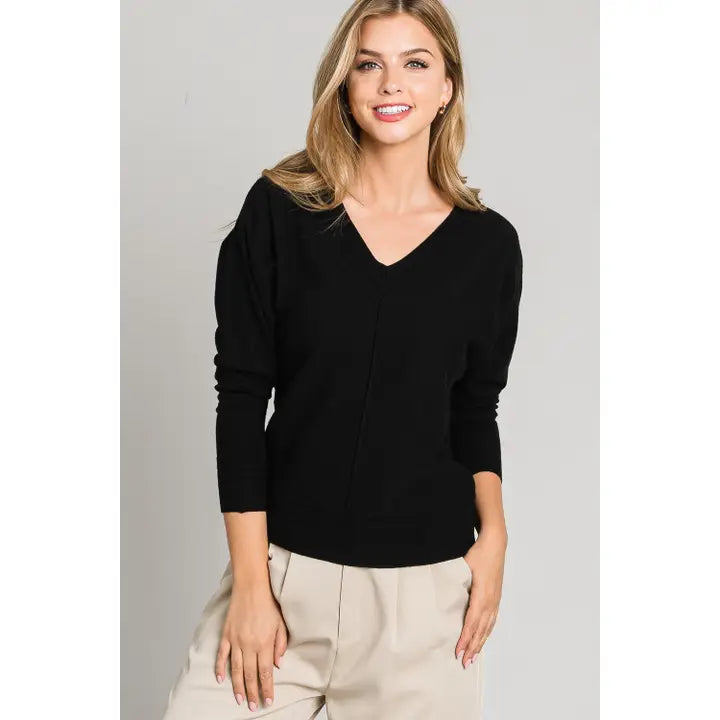 V Neck Pullover w/ Center Seam