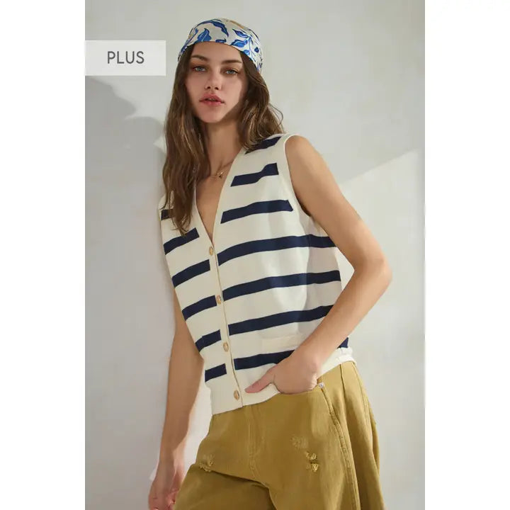 Knitted Striped Sweater Vest