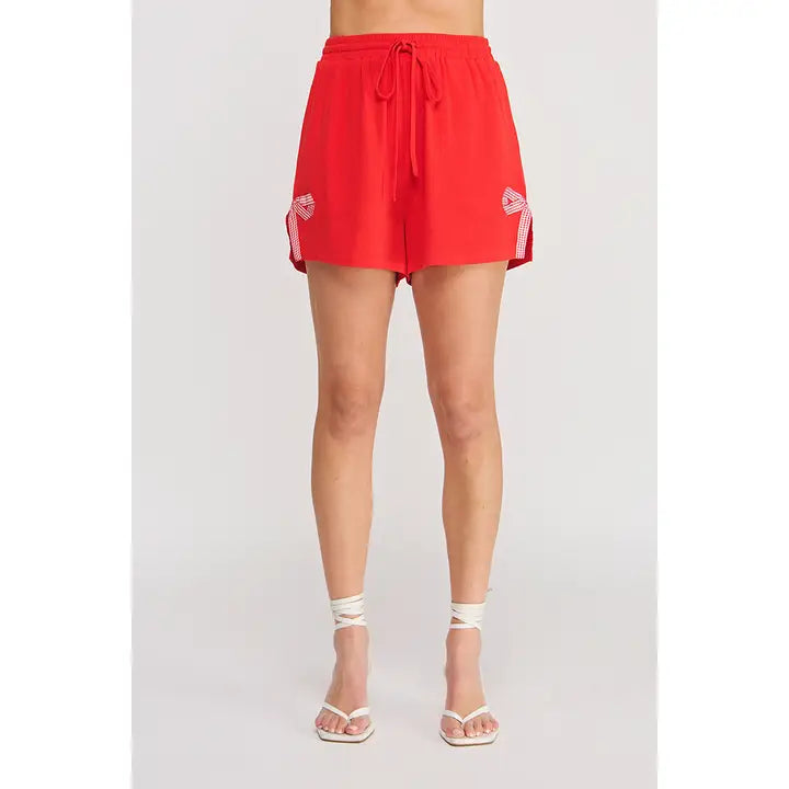 Soft Linen Blend Tie Waist Shorts