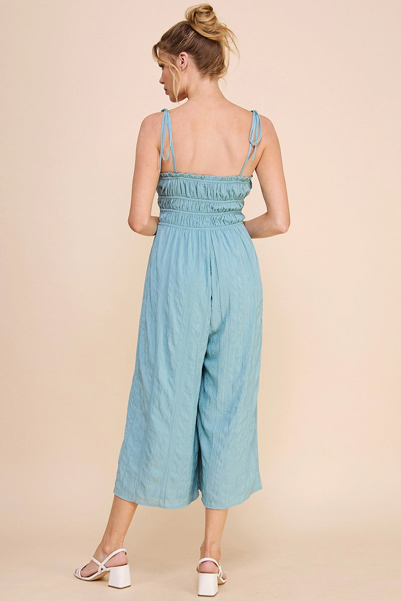 Silky Bamboo Textured Babydoll Jumpsuit