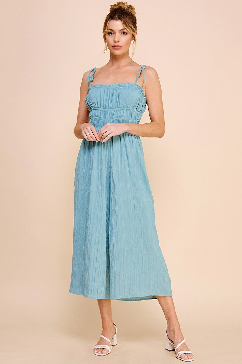 Silky Bamboo Textured Babydoll Jumpsuit