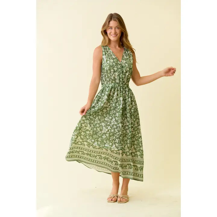 Border Print Midi Dress