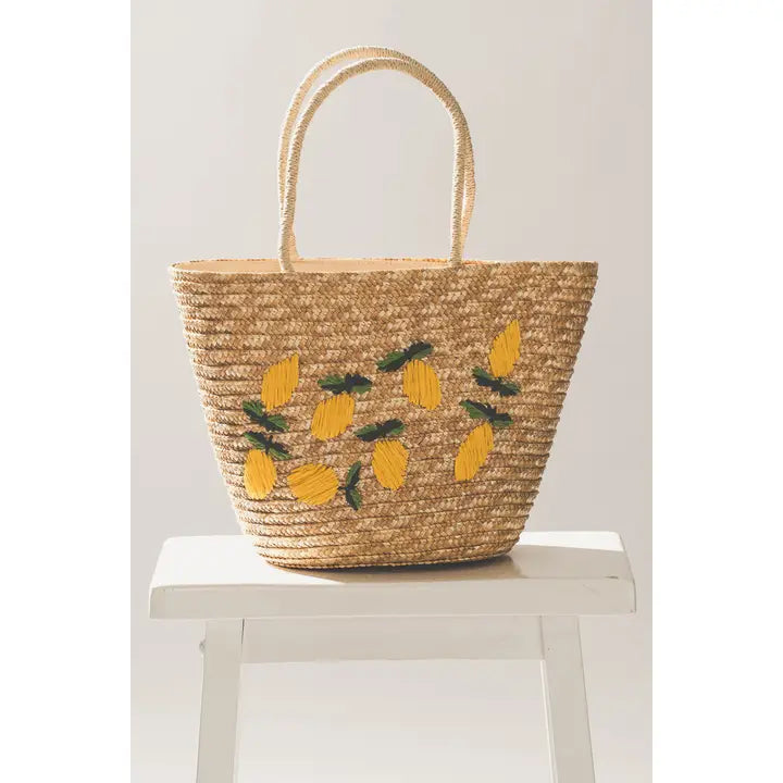 Lemon Straw Tote