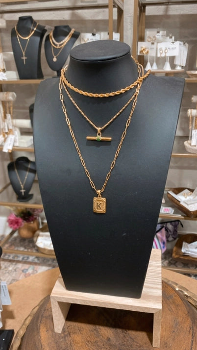 Gold and Crystal Bar Necklace