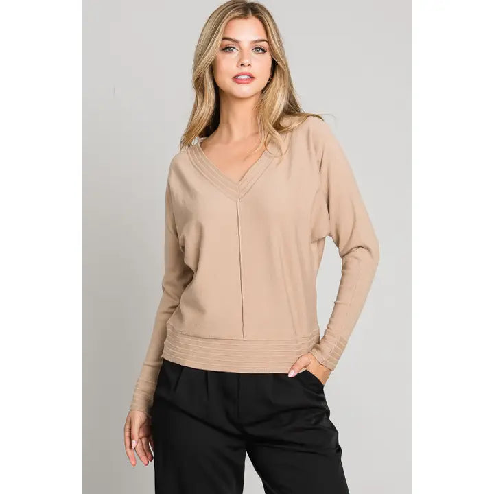 V Neck Pullover w/ Center Seam