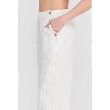 Linen Blend Pinstripe Wide Pants