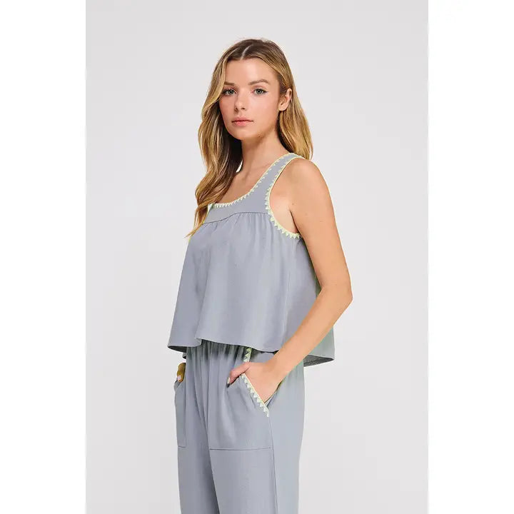 Soft Linen Square Neck Tank