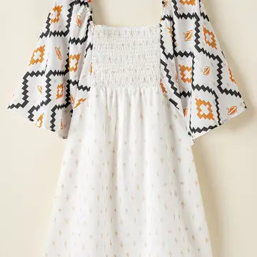 Western Aztec Pleated Mini Dress