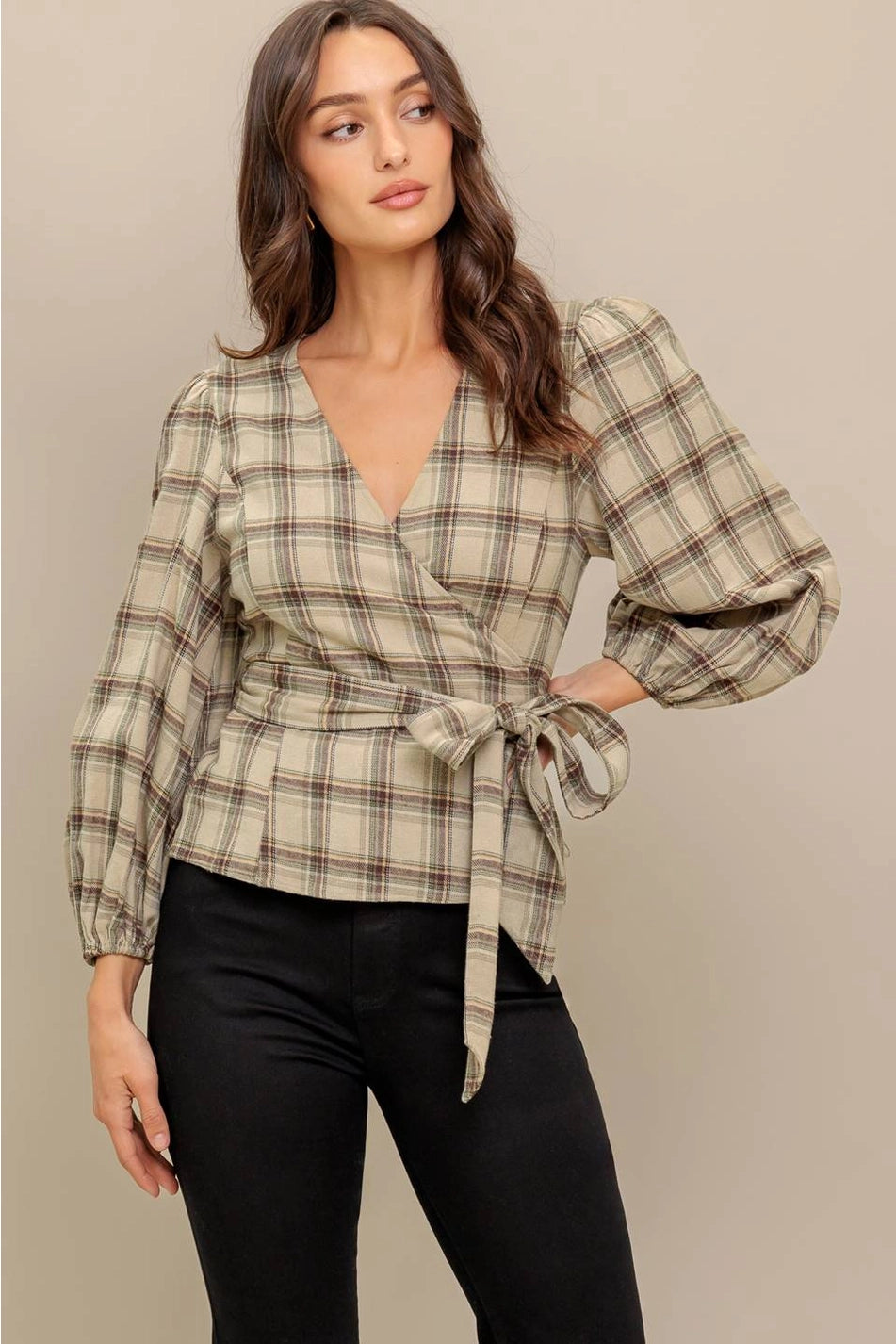 Woven Plaid Top