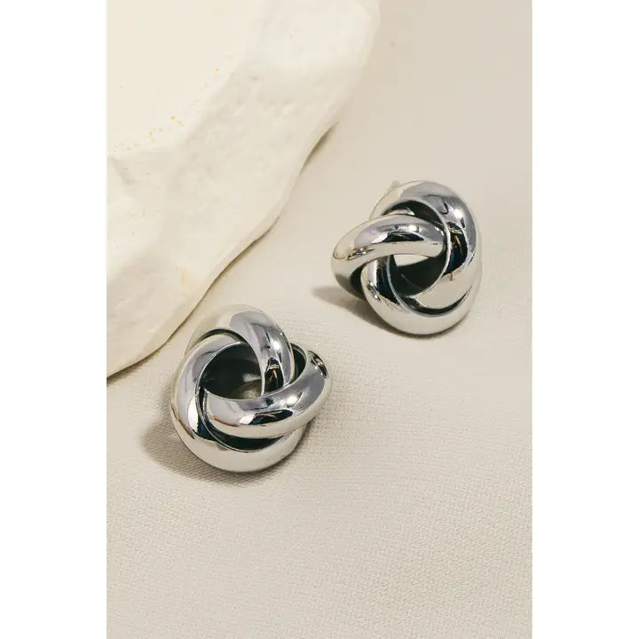Metallic Knot Stud Earring