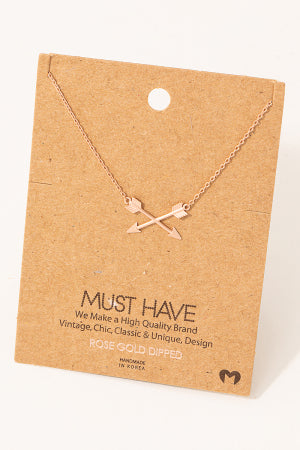 Crossed Arrows Pendant Necklace