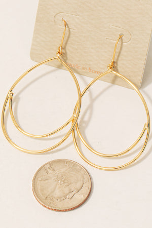 Layered Metallic Oval Dangle Earrings