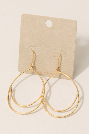 Layered Metallic Oval Dangle Earrings
