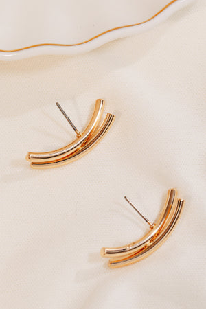 Double Metallic Bar Stud Drop Earrings