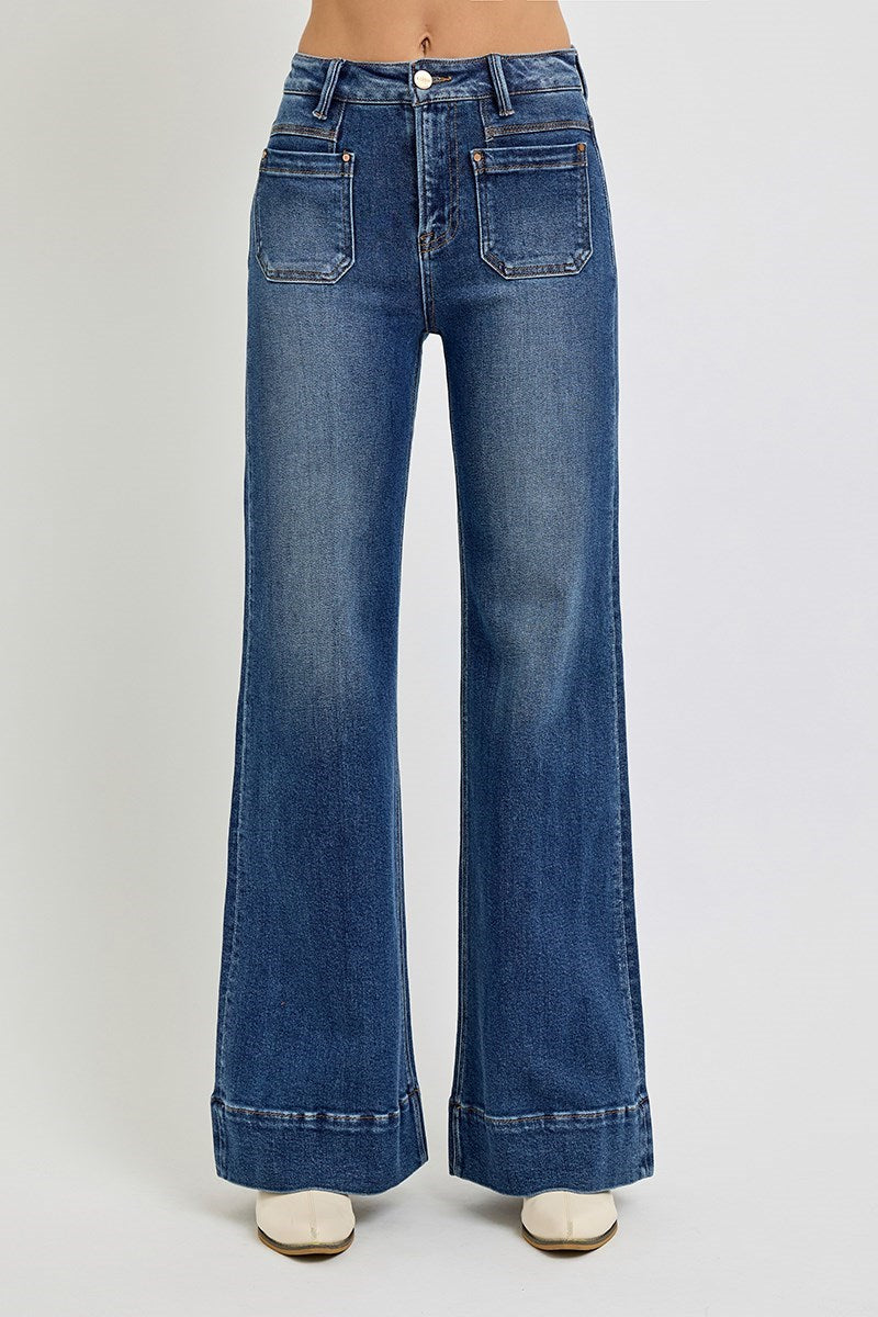 HR Wide Flare Patch Pocket Jeans