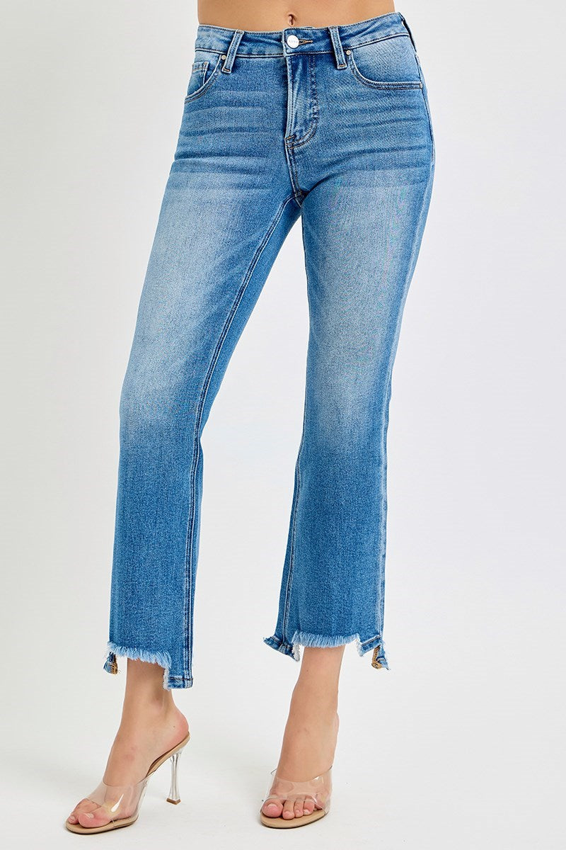 MR Crop Bootcut Unbalanced Hem Jeans