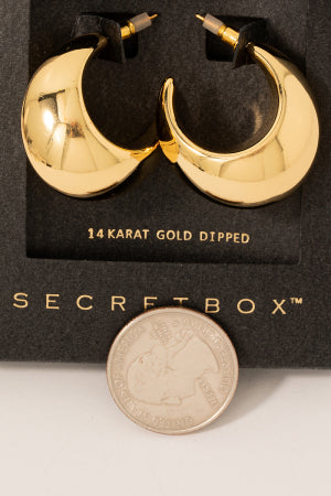 Gold Dipped Curved Wide Hoop Earrings