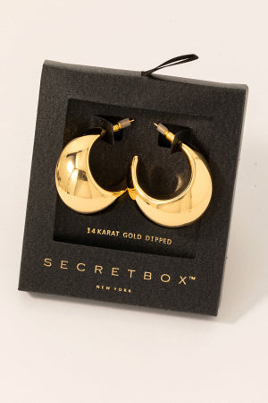 Gold Dipped Curved Wide Hoop Earrings