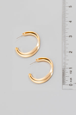 Large Layered Brushed Metallic Hoop Earrings