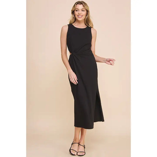 Tank Knit Side Twist Cut out Dress