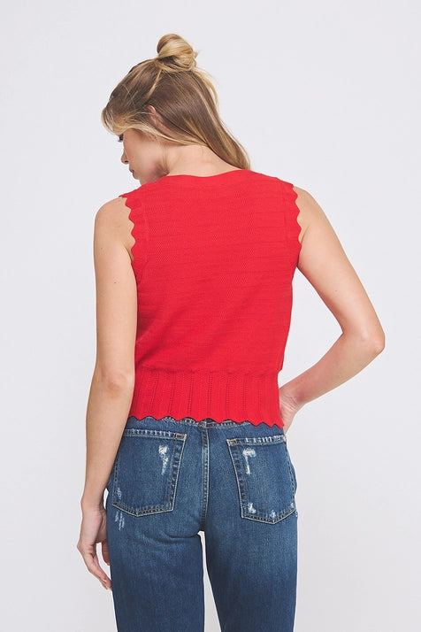 Pointelle Knit Button Up