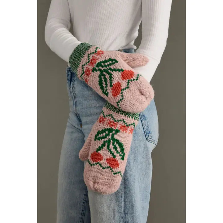 Cherry Pattern Mittens