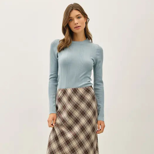 Plaid Print, Flowy Midi Skirt