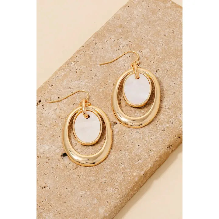 Oval Mother of Pearl Dangle Earrings