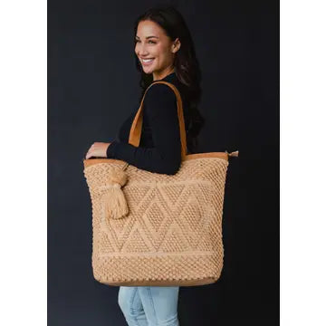 Camel Diamond Pattern Tote