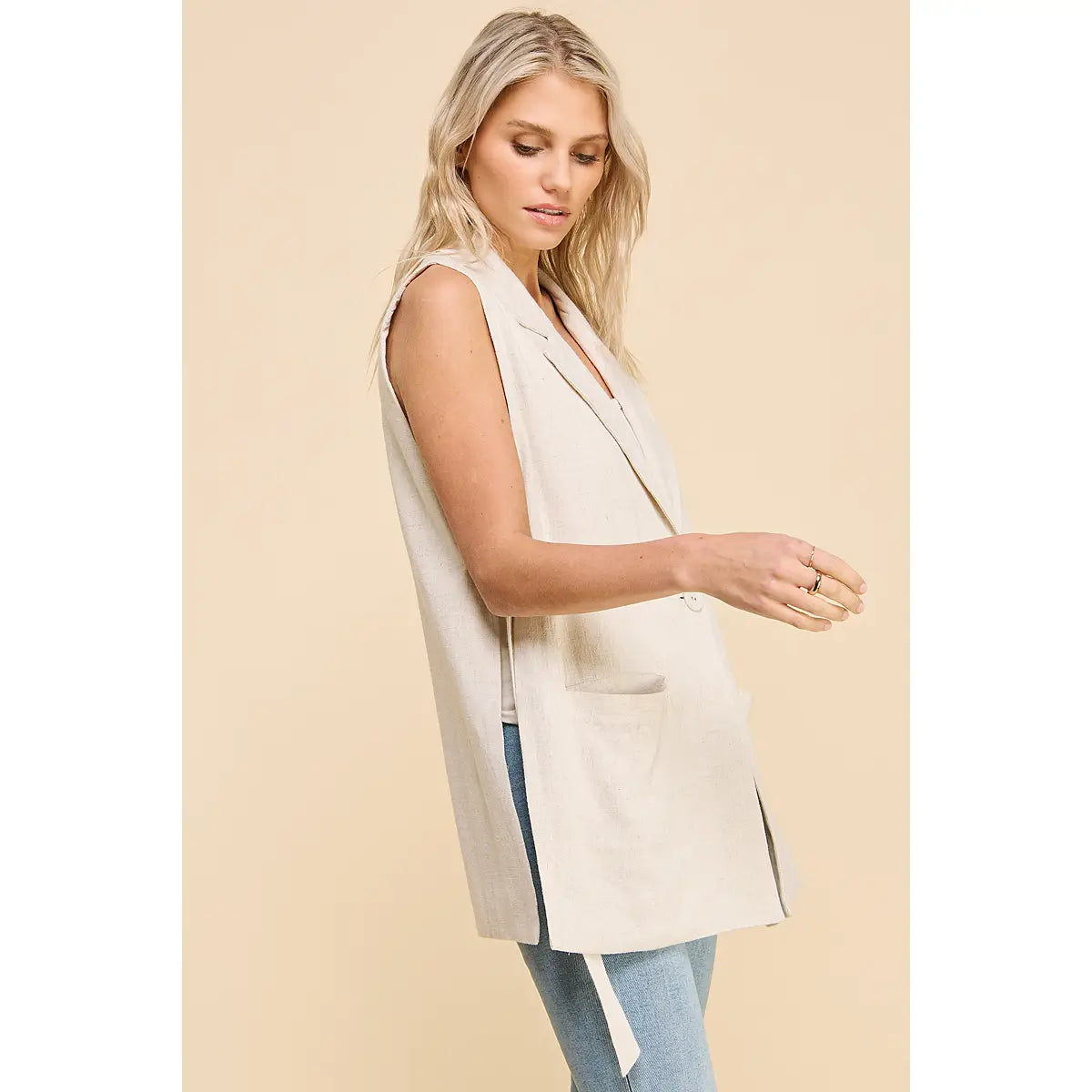 Linen Blend Jacket Vest