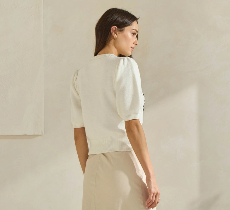 Contrast Stitch Sweater Top