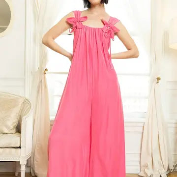 3D Flower Beads Trim Jumpsuit