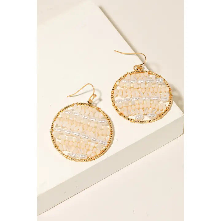 Beaded Disc Dangle Earrings