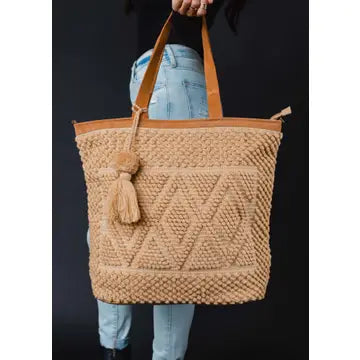 Camel Diamond Pattern Tote