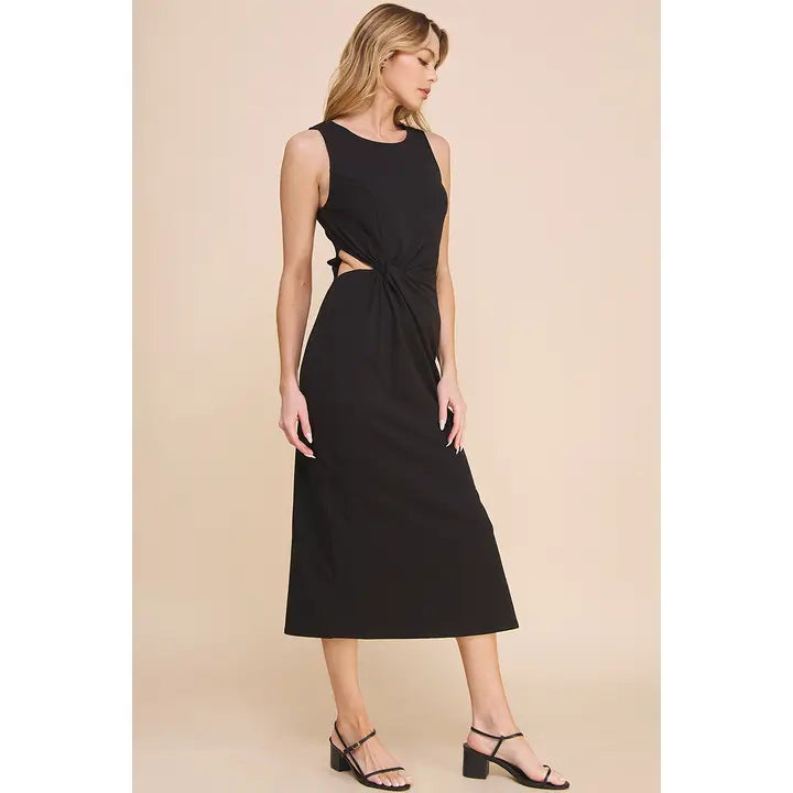 Tank Knit Side Twist Cut out Dress