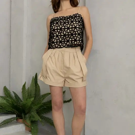 Crochet Floral Spaghetti Strap Top