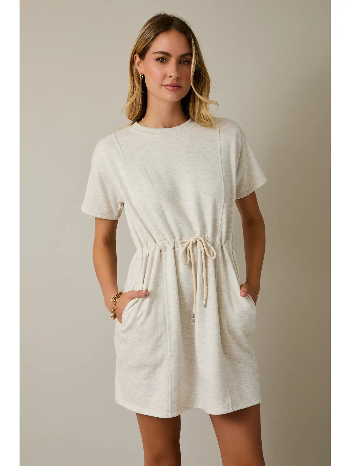 Round Neck S/S Mini Dress