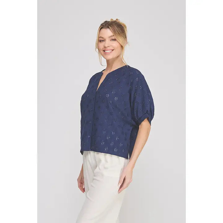 Knit Eyelet Dolman Top