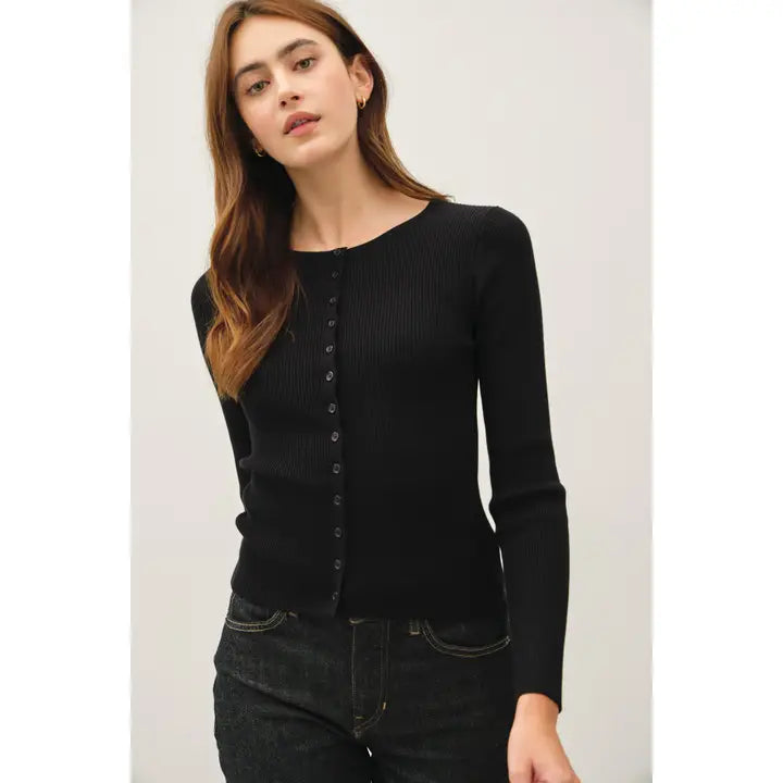Ribbed Button Up Cardigan