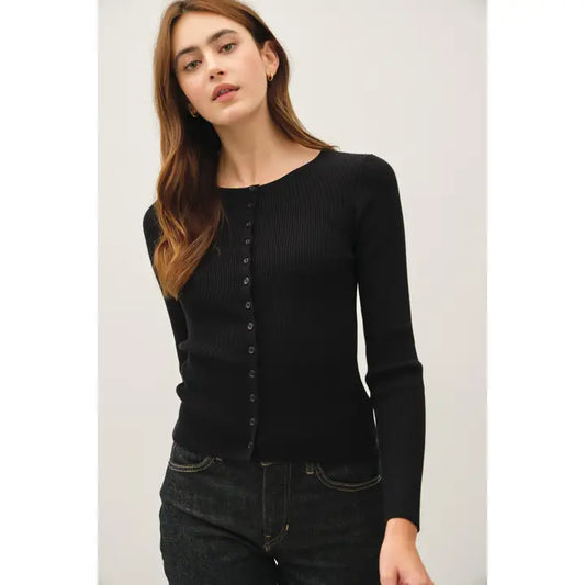 Ribbed Button Up Cardigan