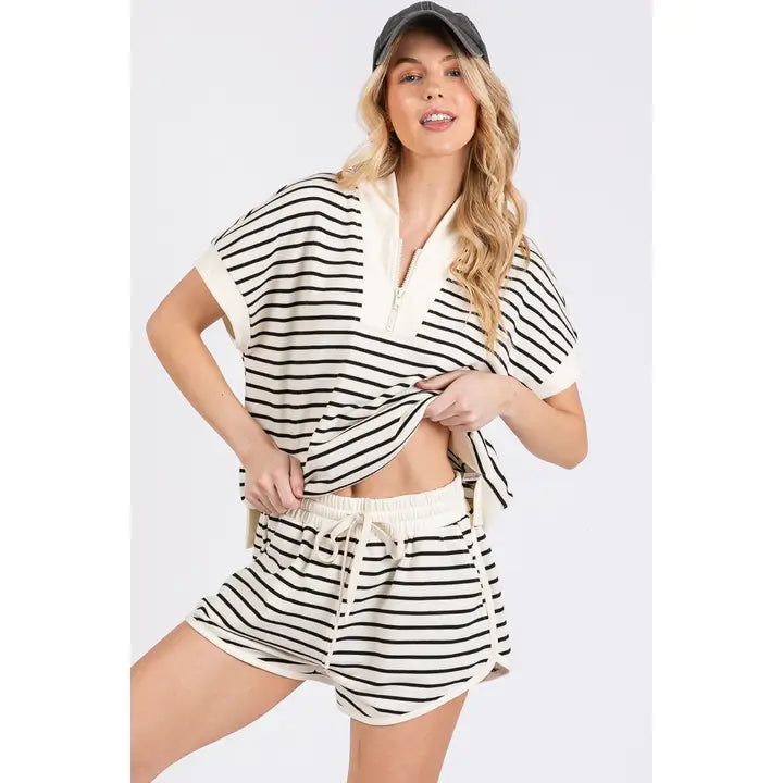 Half Zip Striped Set