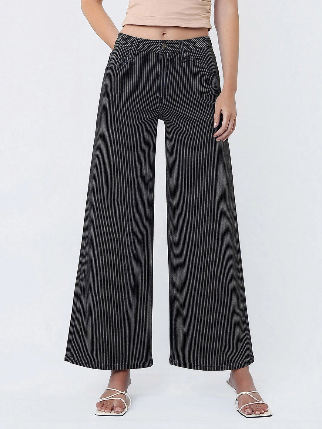 HR Striped Extreme Wide Jeans