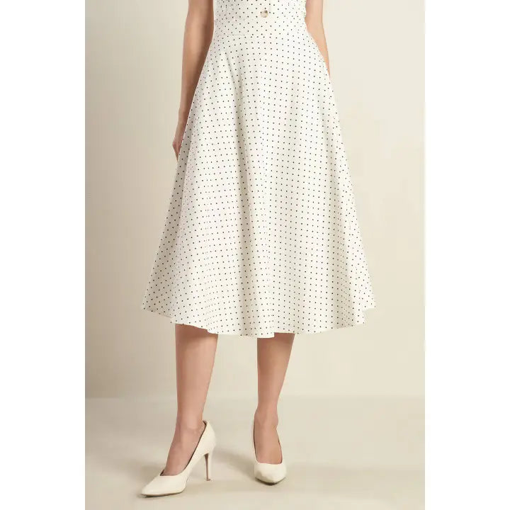 Polka Dot Woven A Line Full Midi Skirt