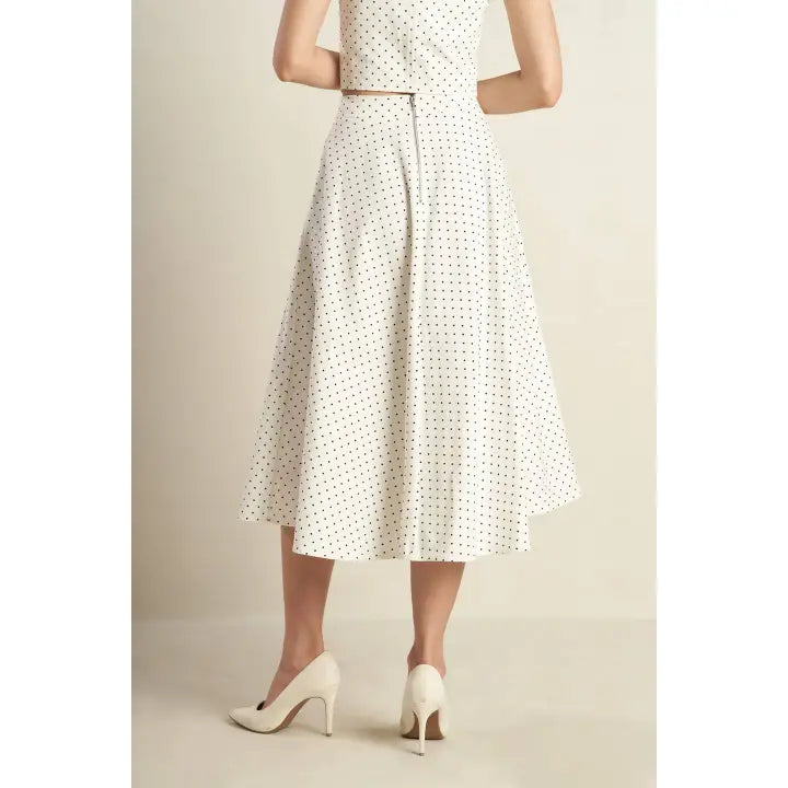 Polka Dot Woven A Line Full Midi Skirt