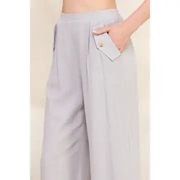 Soft Linen Pants w/ Elastic Waist Back