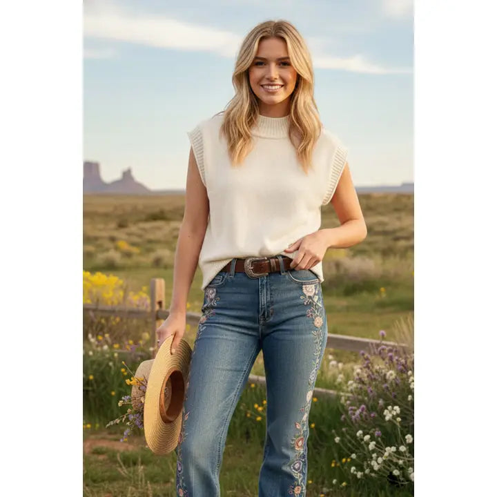 Sleeveless Ribbed Knit Sweater Top