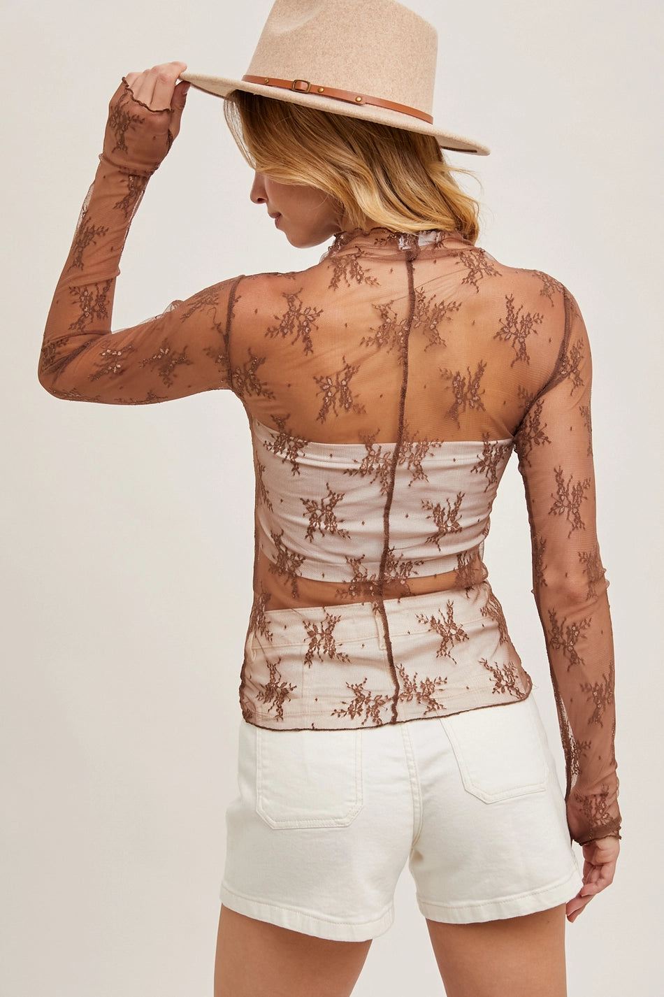 Floral Embroidery Lace Mesh Layering Top